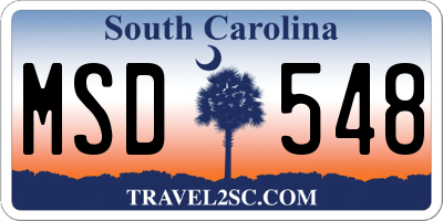 SC license plate MSD548