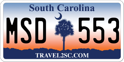 SC license plate MSD553
