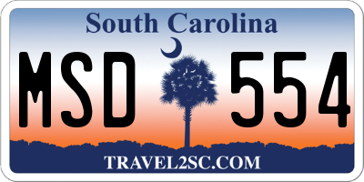 SC license plate MSD554