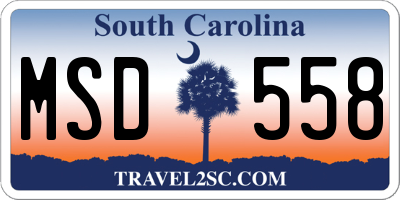 SC license plate MSD558