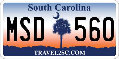 SC license plate MSD560