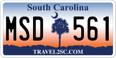 SC license plate MSD561