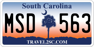 SC license plate MSD563