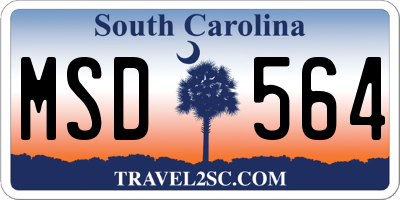 SC license plate MSD564