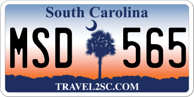 SC license plate MSD565