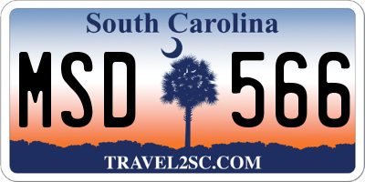 SC license plate MSD566