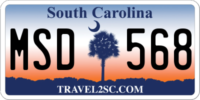 SC license plate MSD568