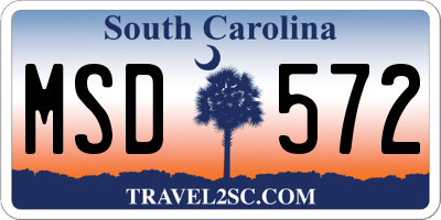 SC license plate MSD572
