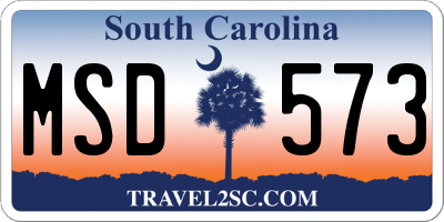 SC license plate MSD573