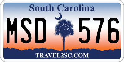 SC license plate MSD576