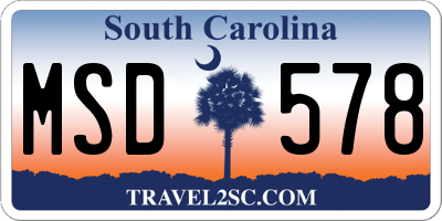 SC license plate MSD578