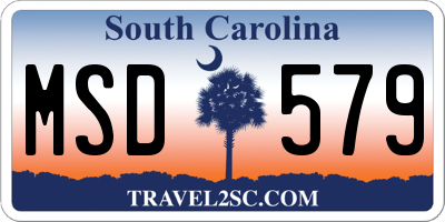SC license plate MSD579