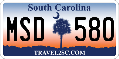 SC license plate MSD580
