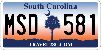 SC license plate MSD581