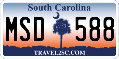 SC license plate MSD588