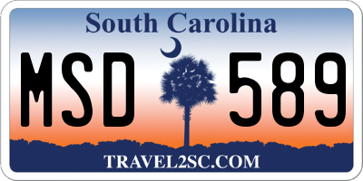 SC license plate MSD589