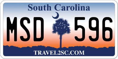 SC license plate MSD596