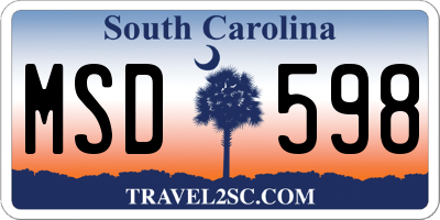 SC license plate MSD598