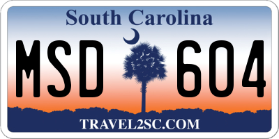 SC license plate MSD604