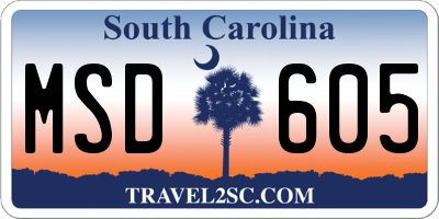 SC license plate MSD605
