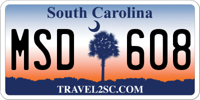 SC license plate MSD608