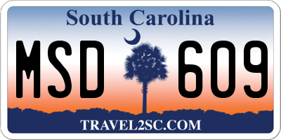 SC license plate MSD609