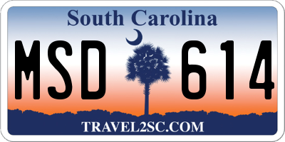 SC license plate MSD614