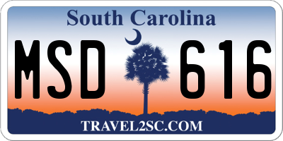 SC license plate MSD616