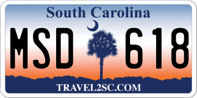 SC license plate MSD618
