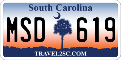 SC license plate MSD619