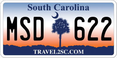 SC license plate MSD622