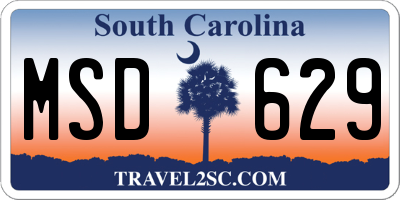 SC license plate MSD629