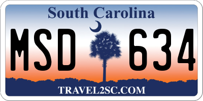SC license plate MSD634