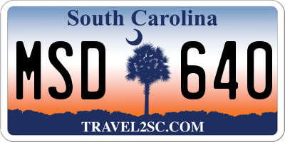 SC license plate MSD640
