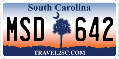 SC license plate MSD642