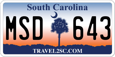 SC license plate MSD643