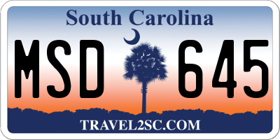 SC license plate MSD645