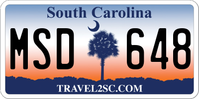 SC license plate MSD648