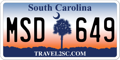 SC license plate MSD649