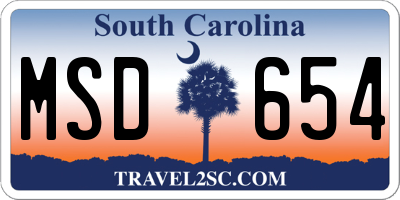 SC license plate MSD654