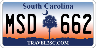 SC license plate MSD662