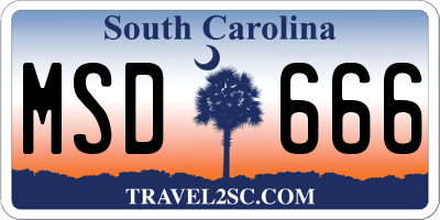 SC license plate MSD666