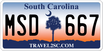 SC license plate MSD667
