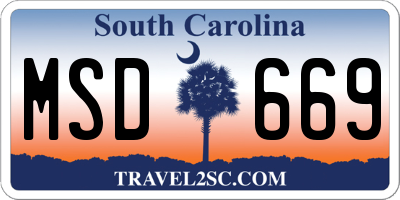 SC license plate MSD669