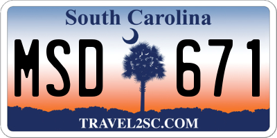 SC license plate MSD671
