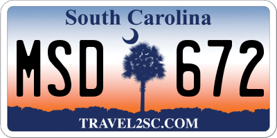 SC license plate MSD672