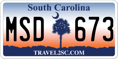 SC license plate MSD673