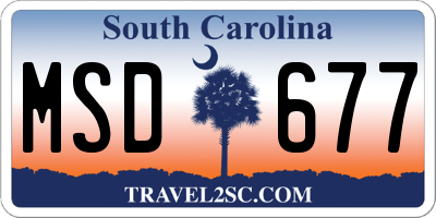 SC license plate MSD677