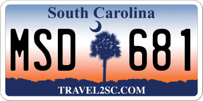 SC license plate MSD681