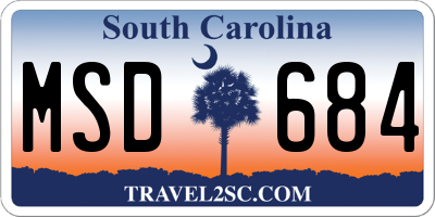 SC license plate MSD684